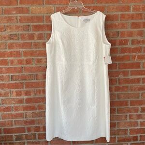NWT Kasper Plus Size 20W Vanilla Jacquard Sheath Dress Sleeveless Cocktail LWD
